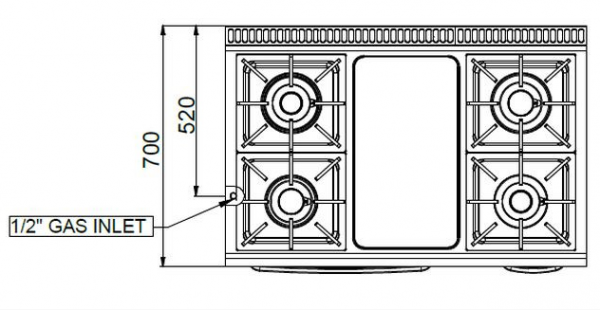 MBM Gasherd MFB711MFG4XL - Standgerät mit Gasbackofen - 4 Brenner