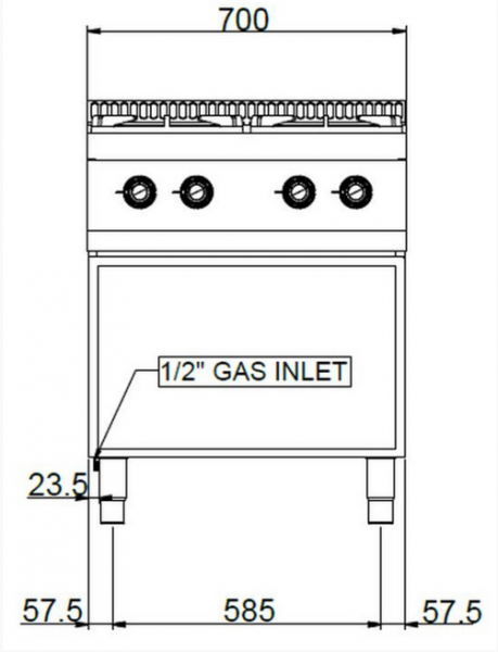 MBM Gasherd MFB77AXL - Standgerät - offen - 4 Brenner