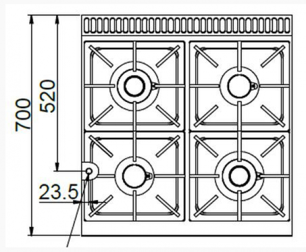 MBM Gasherd MFB77AXL - Standgerät - offen - 4 Brenner