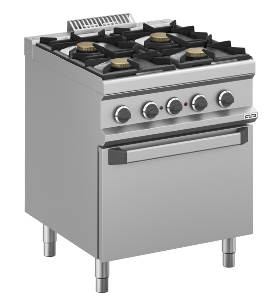 MBM Gasherd MFB77FEVXL - Standgerät mit Umluft-Elektrobackofen - 4 Brenner