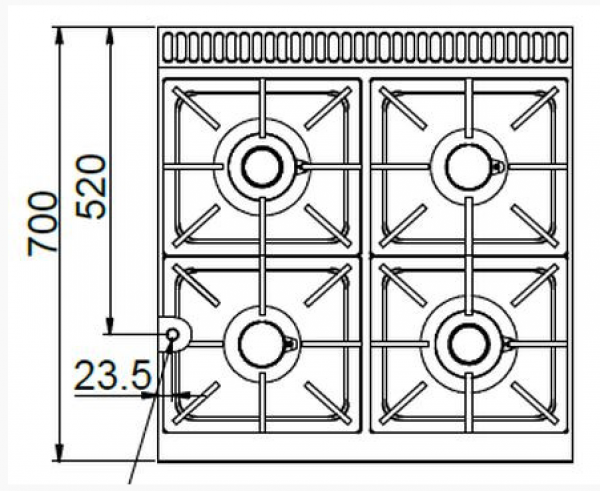 MBM Gasherd MFB77FEVXL - Standgerät mit Umluft-Elektrobackofen - 4 Brenner