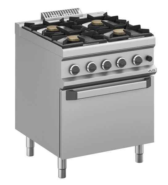 MBM Gasherd MFB77FGXL - Standgerät mit Gasbackofen - 4 Brenner