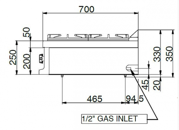 MBM Gasherd MFB77TXL - Tischgerät - 4 Brenner