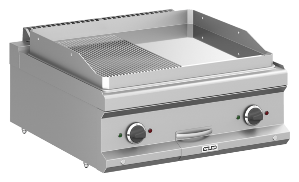 MBM Grillplatte MFTE77TLRC - Tischgerät - ½ glatte + ½ gerillte Grillfläche - verchromt