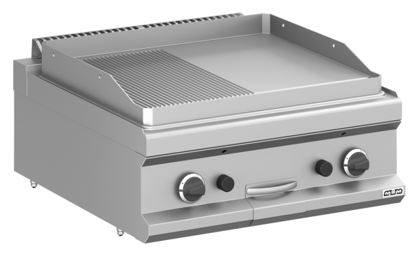 MBM Gasgrillplatte MFTG77TLR - Tischgerät - ½ glatte + ½ gerillte Grillfläche