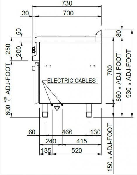 MBM Elektroherd MPQ77FE - Standgerät mit Elektrobackofen - 4 rechteckige Kochplatten