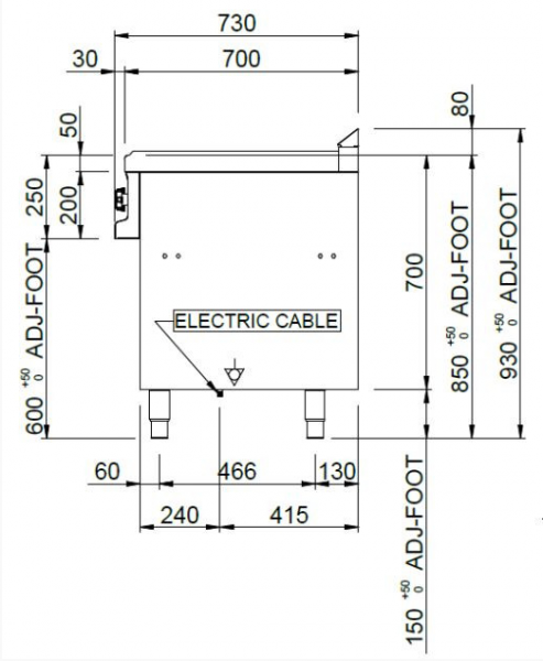 MBM Elektroherd MPQ77A - Standgerät - offen - 4 rechteckige Kochplatten