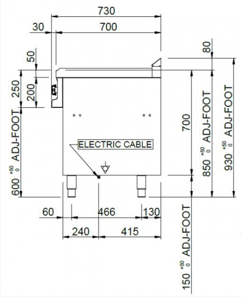 MBM Elektroherd MPQR74A - Standgerät - offenem - 2 rechteckige Kochplatten