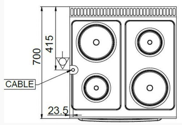 MBM Elektroherd MPR77FE - Standgerät mit Elektrobackofen - 4 runde Kochplatten