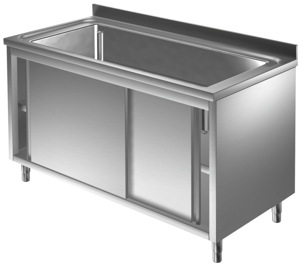 Topf - Spülschrank 1,6m - 1 Becken L136xB42xT35cm AISI 430 - Kopie