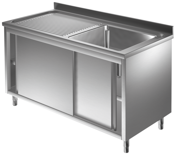 Spülschrank 1,4m - 1 Becken rechts L60xB50xT30cm AISI 430 - Kopie
