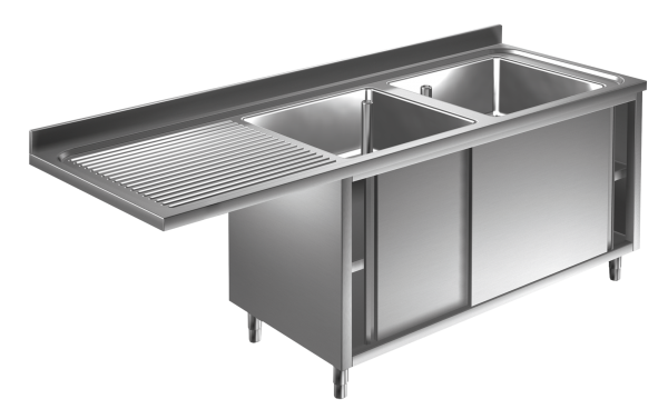 Spülmaschinen Spülschrank 1,6m-2 Becken rechts L40xB50xT25cm AISI 430 - Kopie