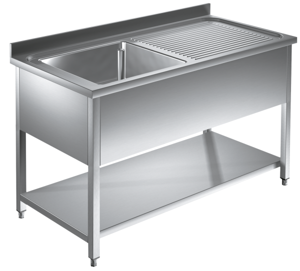 Spültisch mit Grundboden 1,0m - 1 Becken links L40xB40xT25cm AISI 430