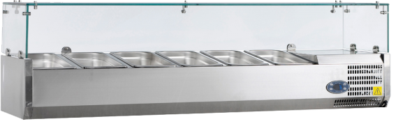 Kühlaufsatzvitrine - 1500 mm Breite - für Behälter: 6xGN1/3