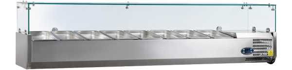 Kühlaufsatzvitrine - 1800 mm Breite - für Behälter: 8xGN1/3