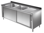 Spülschrank 1,8m - 2 Becken links L50xB50xT30cm AISI 430 - Kopie
