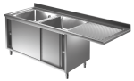 Spülmaschinen Spülschrank 1,6m - 2 Becken links L40xB50xT25cm AISI 430 - Kopie