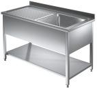 Spültisch mit Grundboden 1,4m - 1 Becken rechts L50xB50xT30cm AISI 430 - Kopie