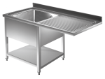 Spülmaschinen Spültisch 1,2m - 1 Becken links L50xB50xT30cm AISI 430 - Kopie